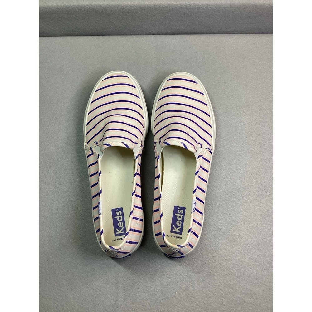 Keds Double Decker Striped Canvas Slip On Sneakers Softerra Nautical Blue Pink